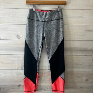 RBX Workout Cropped Leggings Black Gray Neon Pink